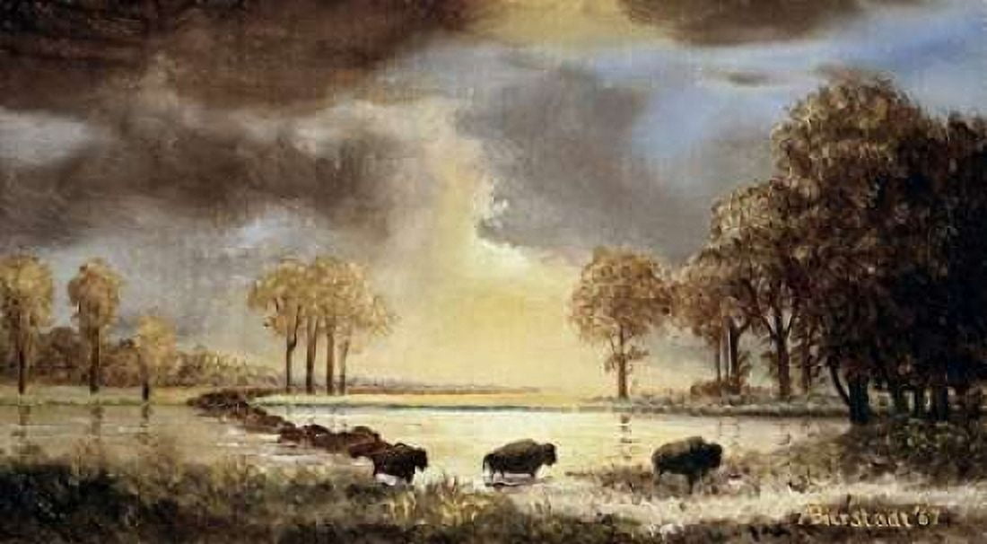 The Buffalo Trail 1867 Canvas Art - Albert Bierstadt (12 x 18)