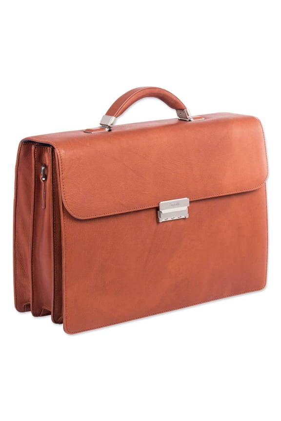 The Bugatti Group Milestone Briefcase, Holds Lptops 15.6", 5" X 5" X 12", Cognac