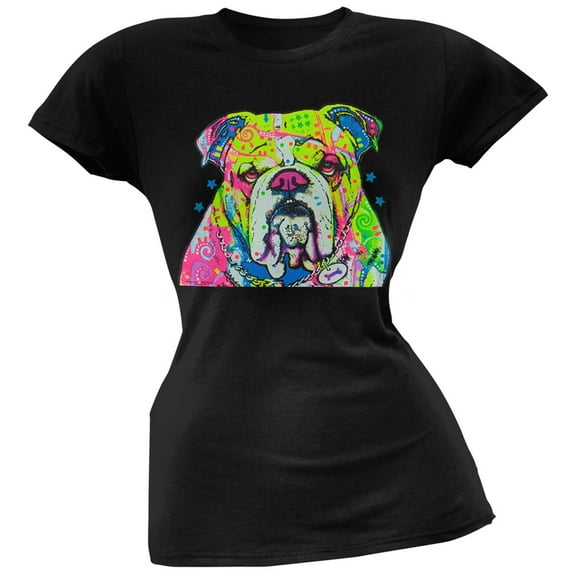 The Bulldog Neon Black Light Juniors T-Shirt - Medium