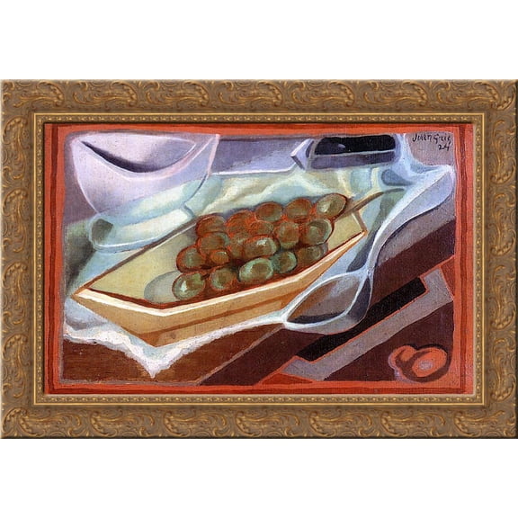 The Bunch of Grapes 24x18 Gold Ornate Wood Framed Canvas Art by Juan Gris