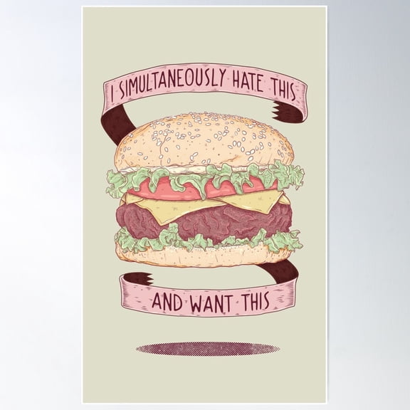 The Burger Dilemma Poster Wall Art, Modern Wall Decor For Living Room Bedroom, 12x18 UNFRAMED