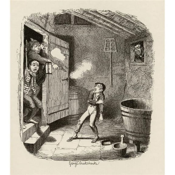 The Burglary. From the Book the Adventures of Oliver Twist by Charles Dickens Poster Print - 13 x 15