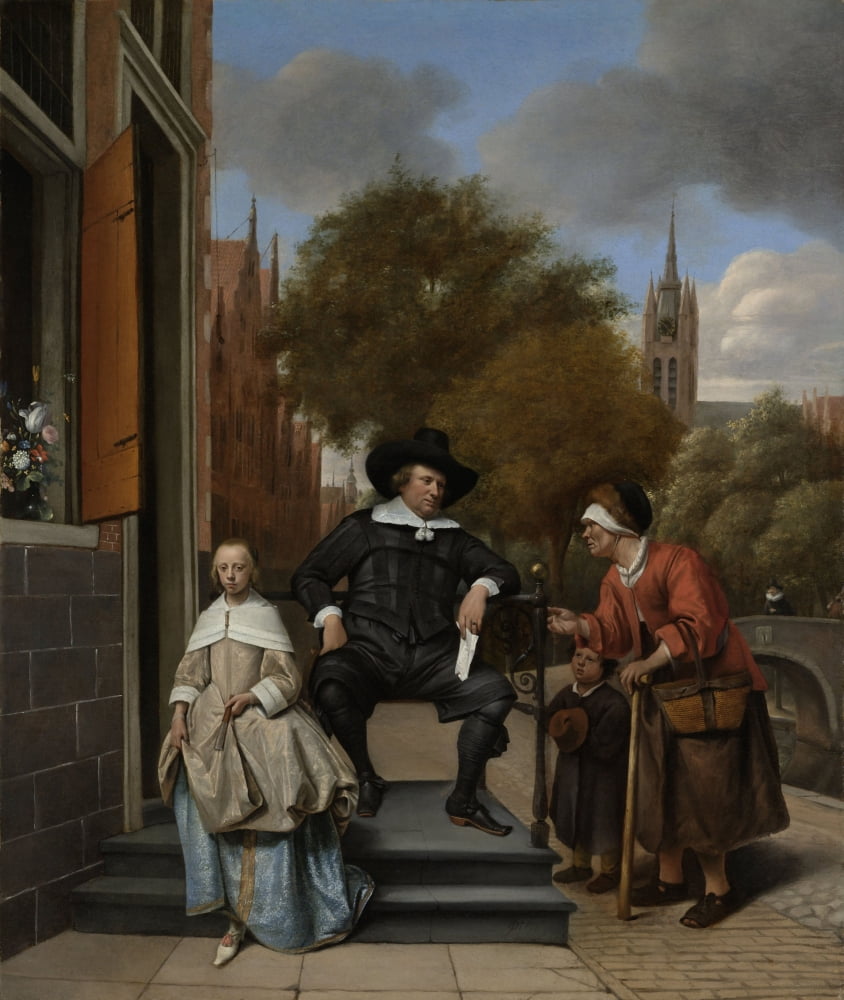 The Burgomaster Of Delft And His Daughter Canvas Art - (24 x 36)