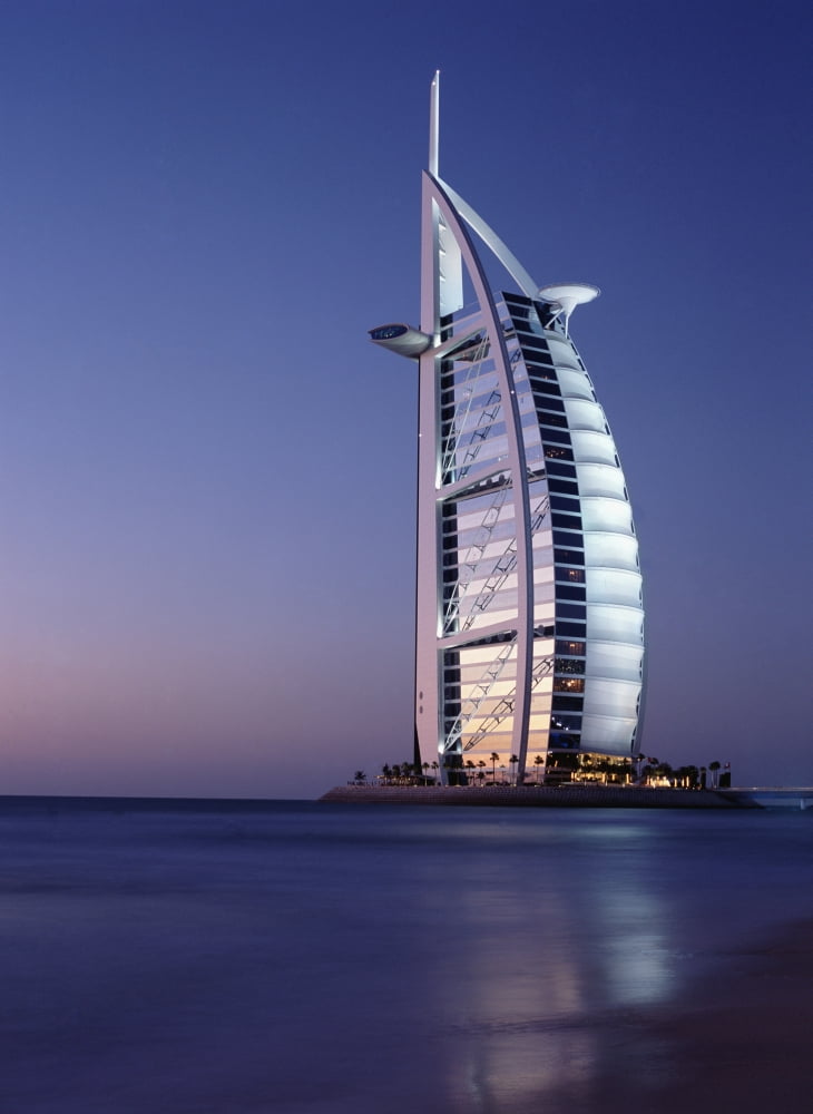 The Burj Al-Arab Or Arabian Tower At Dusk Canvas Art - Ian Cumming Design Pics (24 x 32)