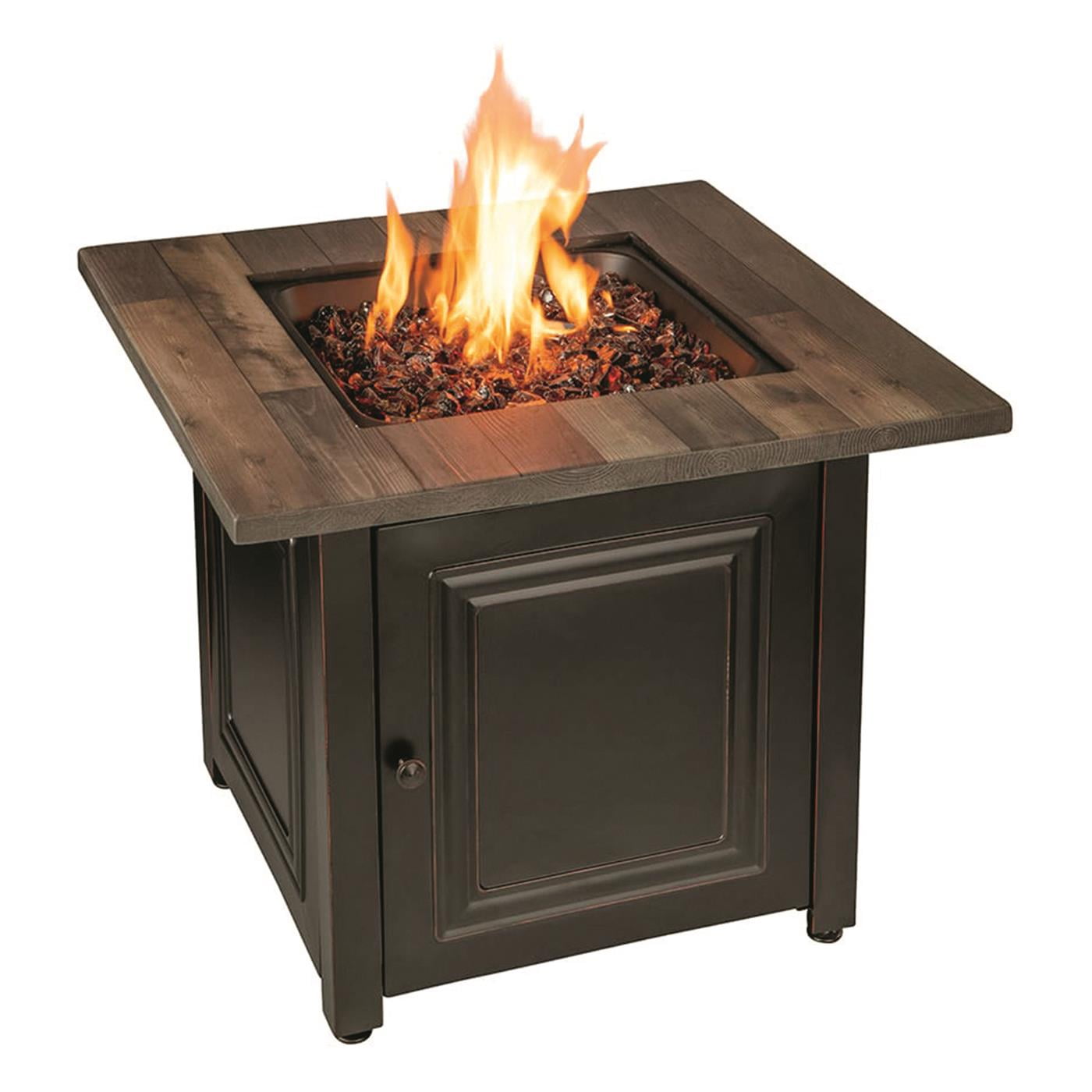 30" Black and Brown Steel and Resin Outdoor Fire Pit