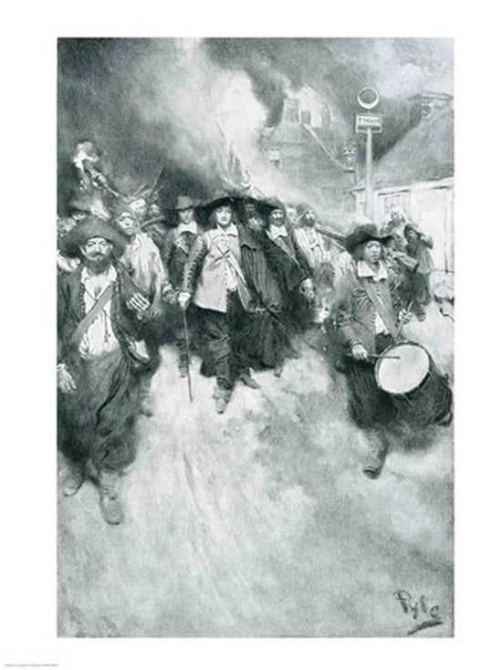 The Burning of Jamestown 1676 illustration from Colonies and Nation Canvas Art - Howard Pyle (24 x 36)