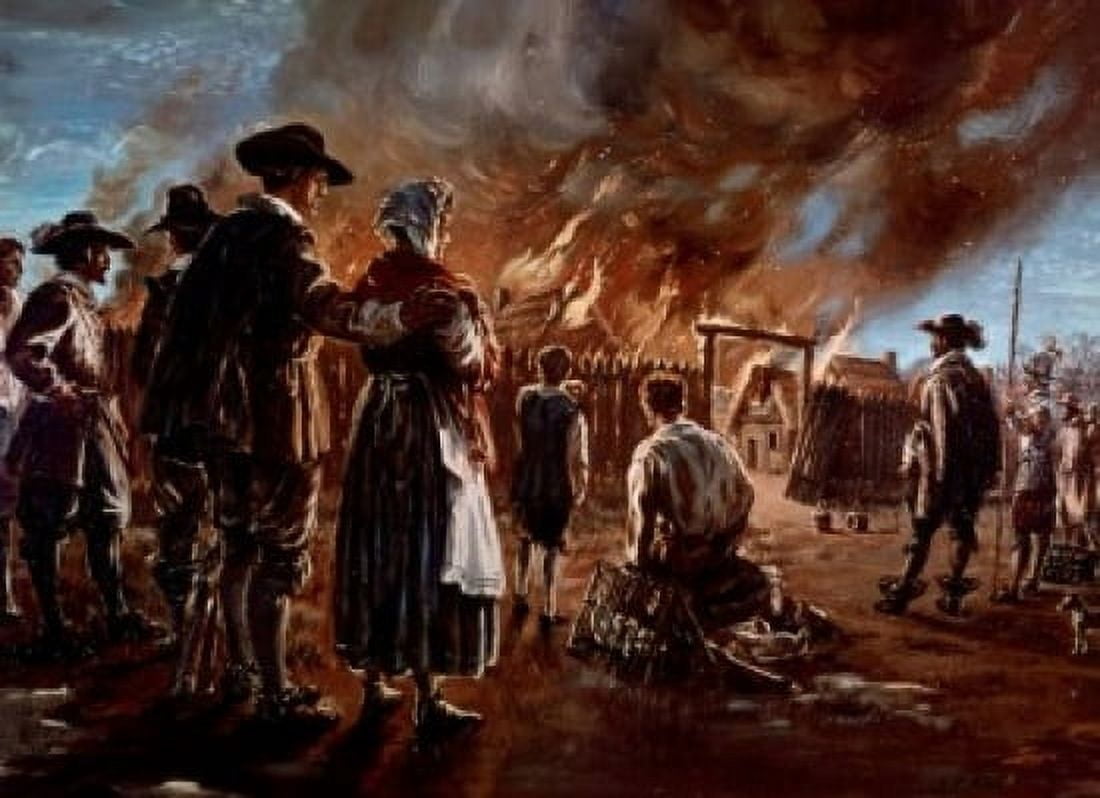 The Burning of The Fort by Charles Bird King (1785-1862) Canvas Art - Charles Bird King (24 x 36)