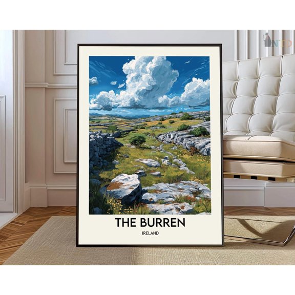The Burren Ireland Wall Art Print, Limestone Landscape And Scenic Travel Decor