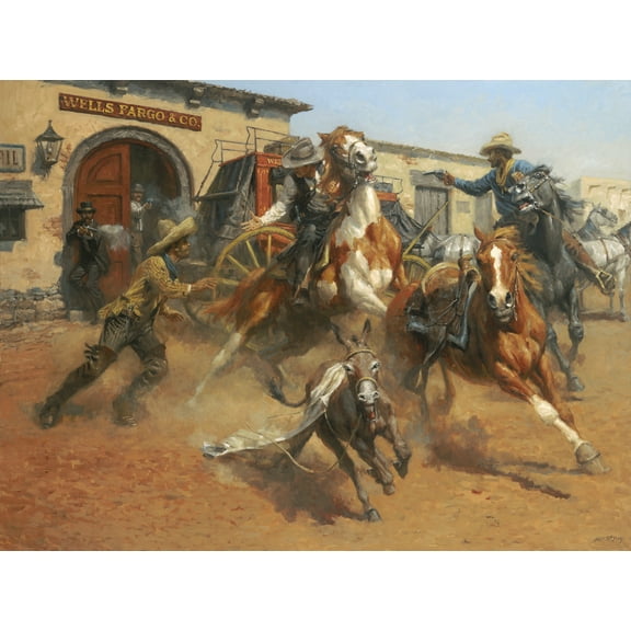 The Burro and The Bad Men by Andy Thomas - Canvas Open Edition 12x16 - Vibrant Art for Any Room - 1 Unit per pack