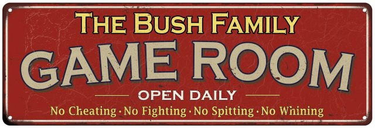 The Bush Family Gift Red Game Room Metal 6x18 Sign 206180038064 ...