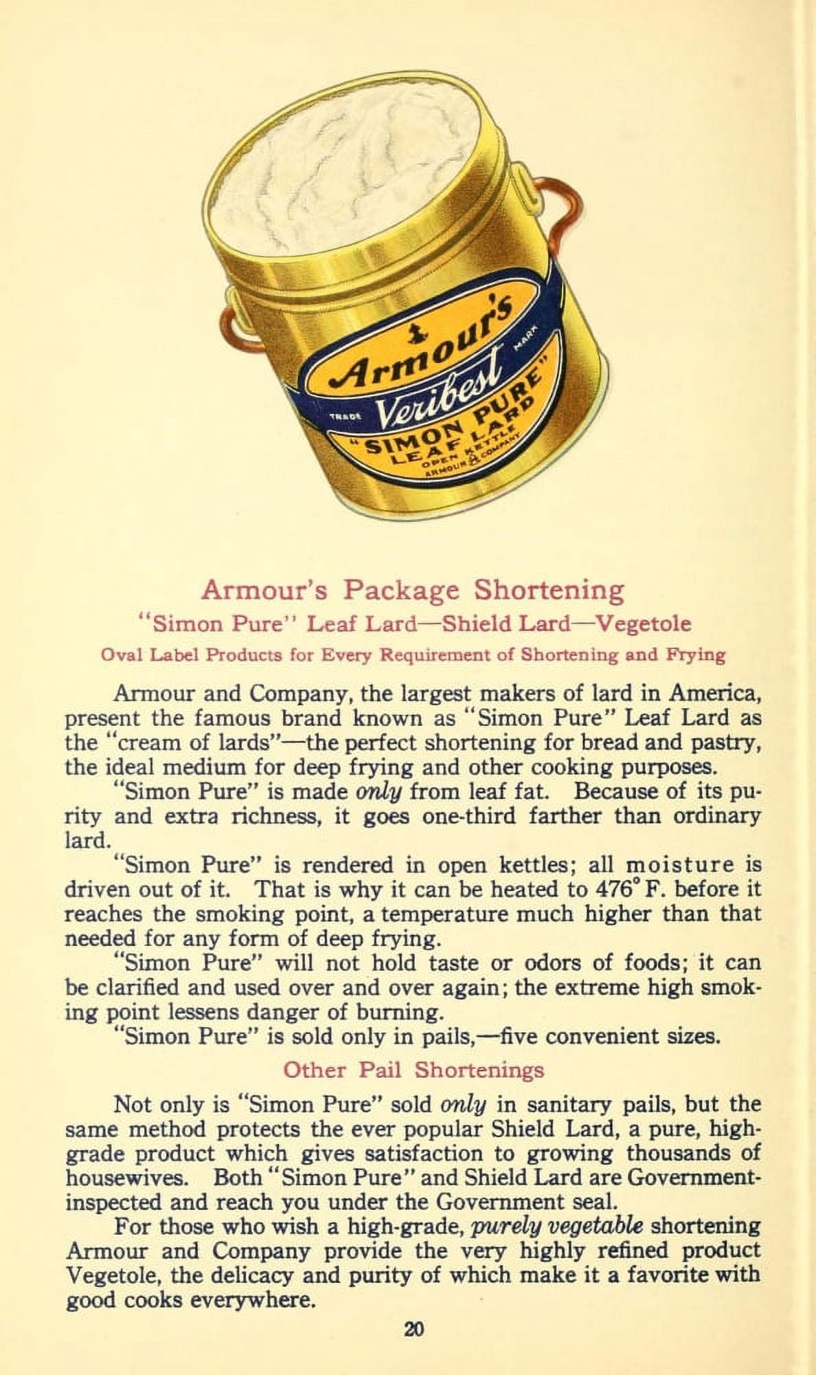 The Business of being a Housewife 1917 Armours Package Shortening Canvas Art - (18 x 24)