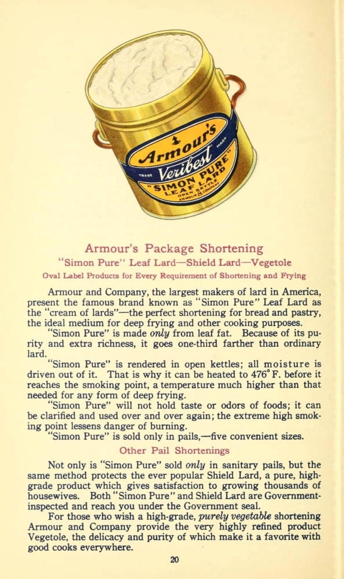 The Business of being a Housewife 1917 Armours Package Shortening Canvas Art - (24 x 36)
