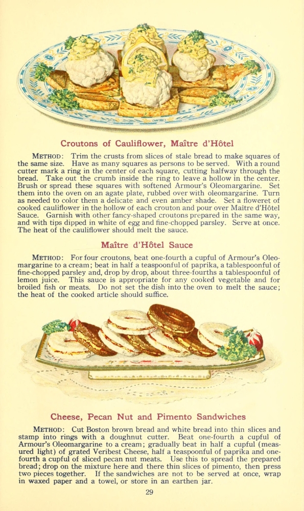 The Business of being a Housewife 1917 Cauliflower Croutons & Sandwiches Canvas Art -  (24 x 36)