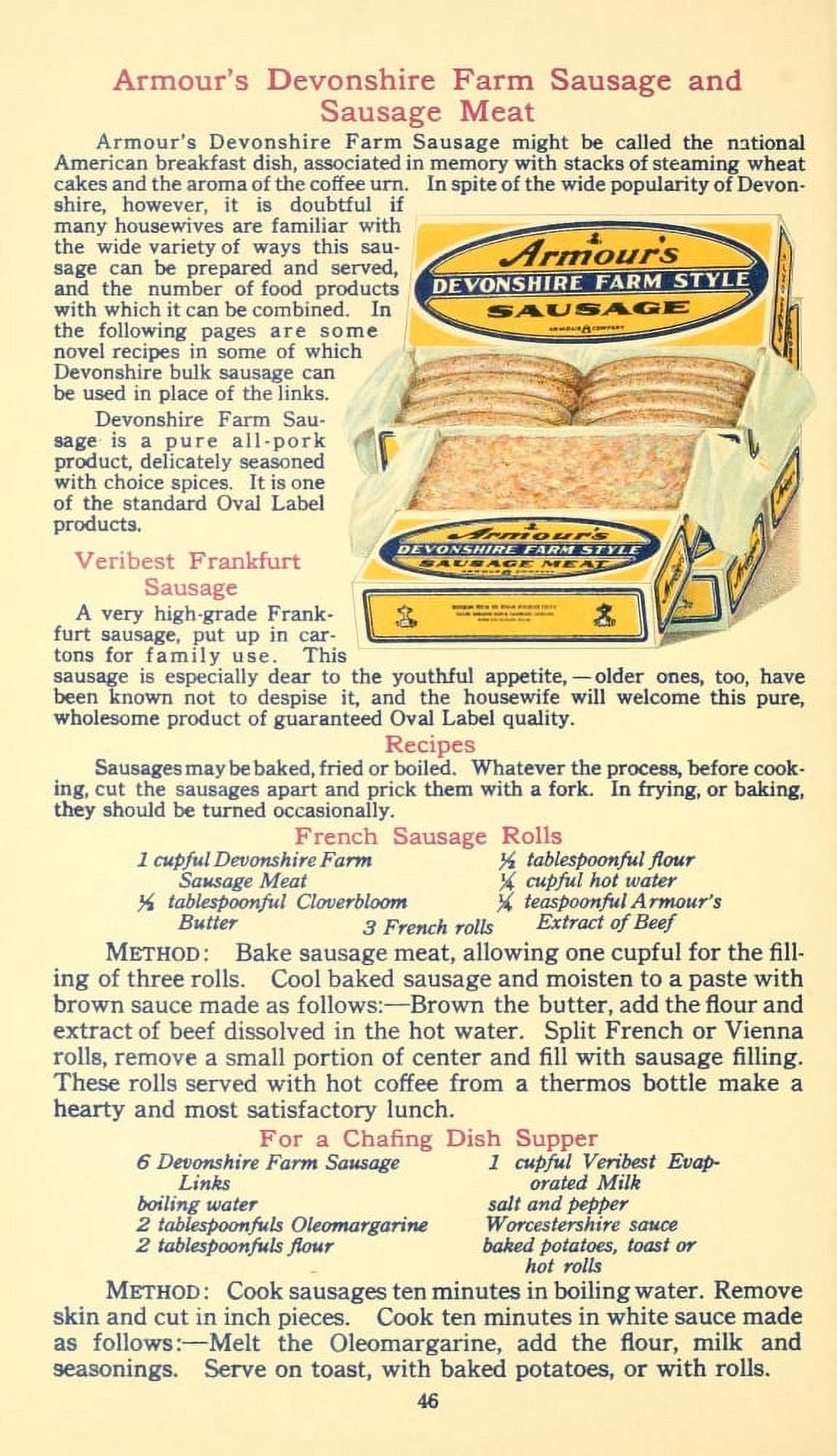The Business of being a Housewife 1917 Devonshire Farm Sausage & Sausage Meat Canvas Art - (24 x 36)