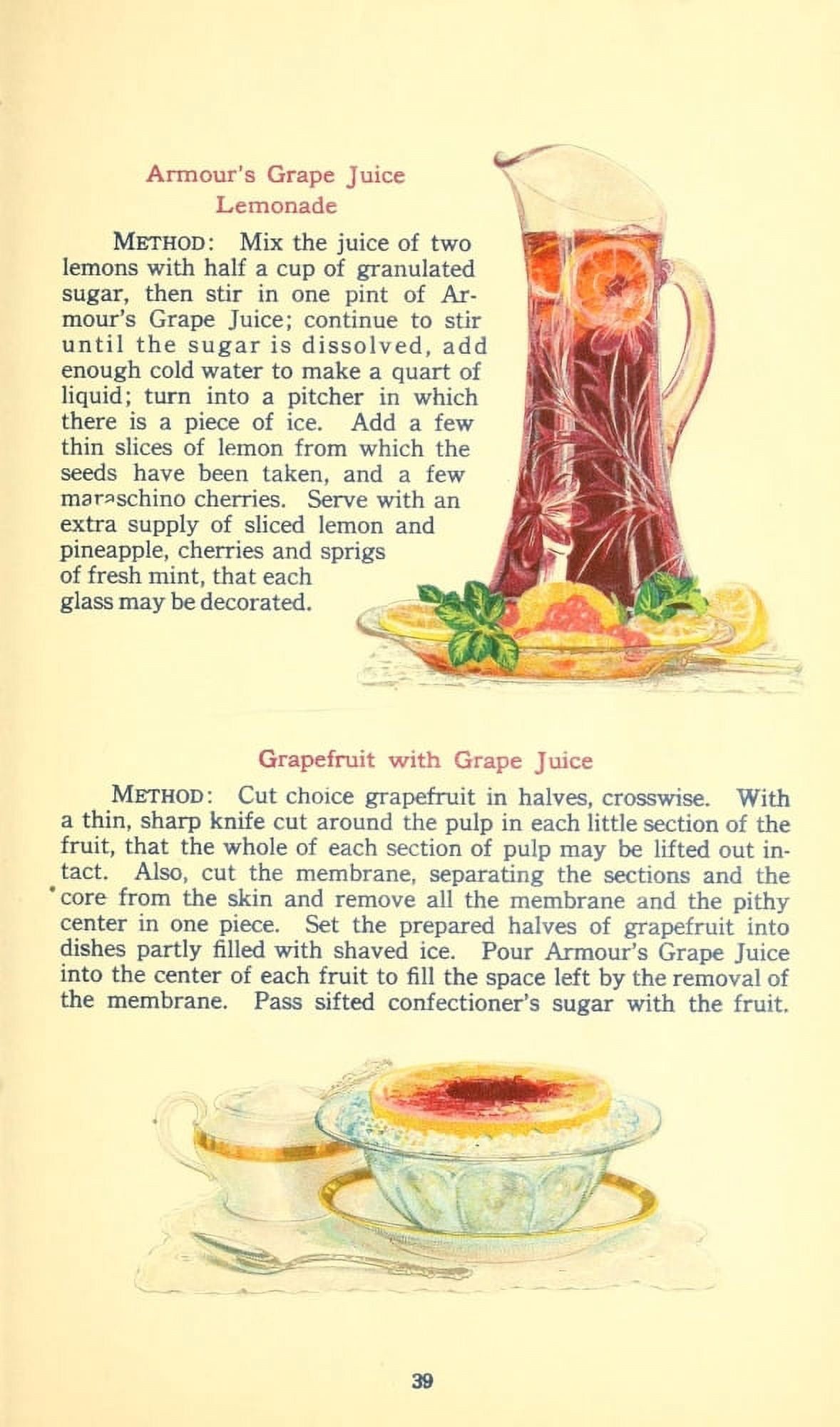 The Business of being a Housewife 1917 Grape Juice Lemonade & Grapefruit with Grape Juice Canvas Art - (24 x 36)