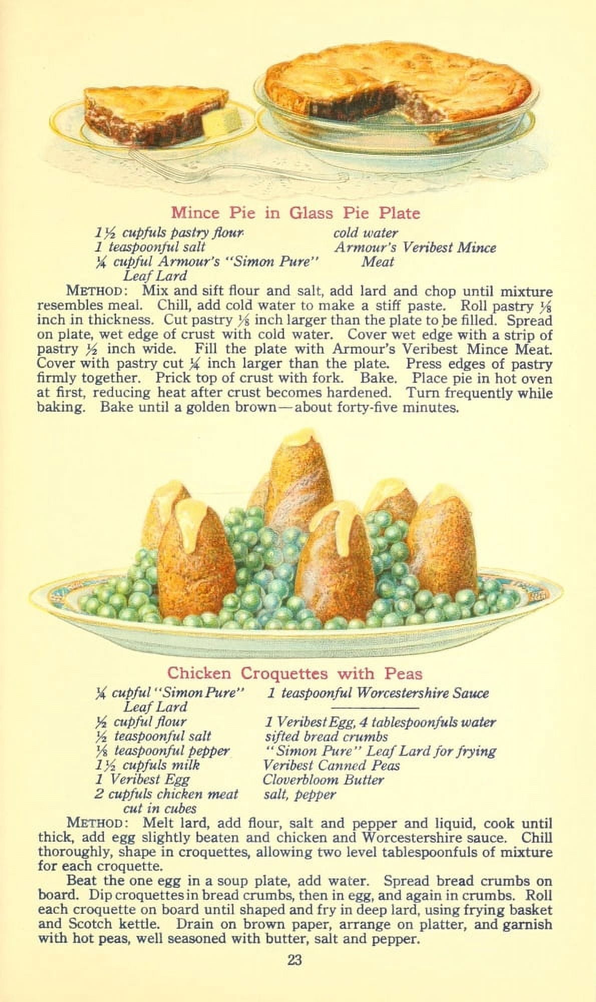 The Business of being a Housewife 1917 Mince Pie & Chicken Croquettes Canvas Art - (18 x 24)