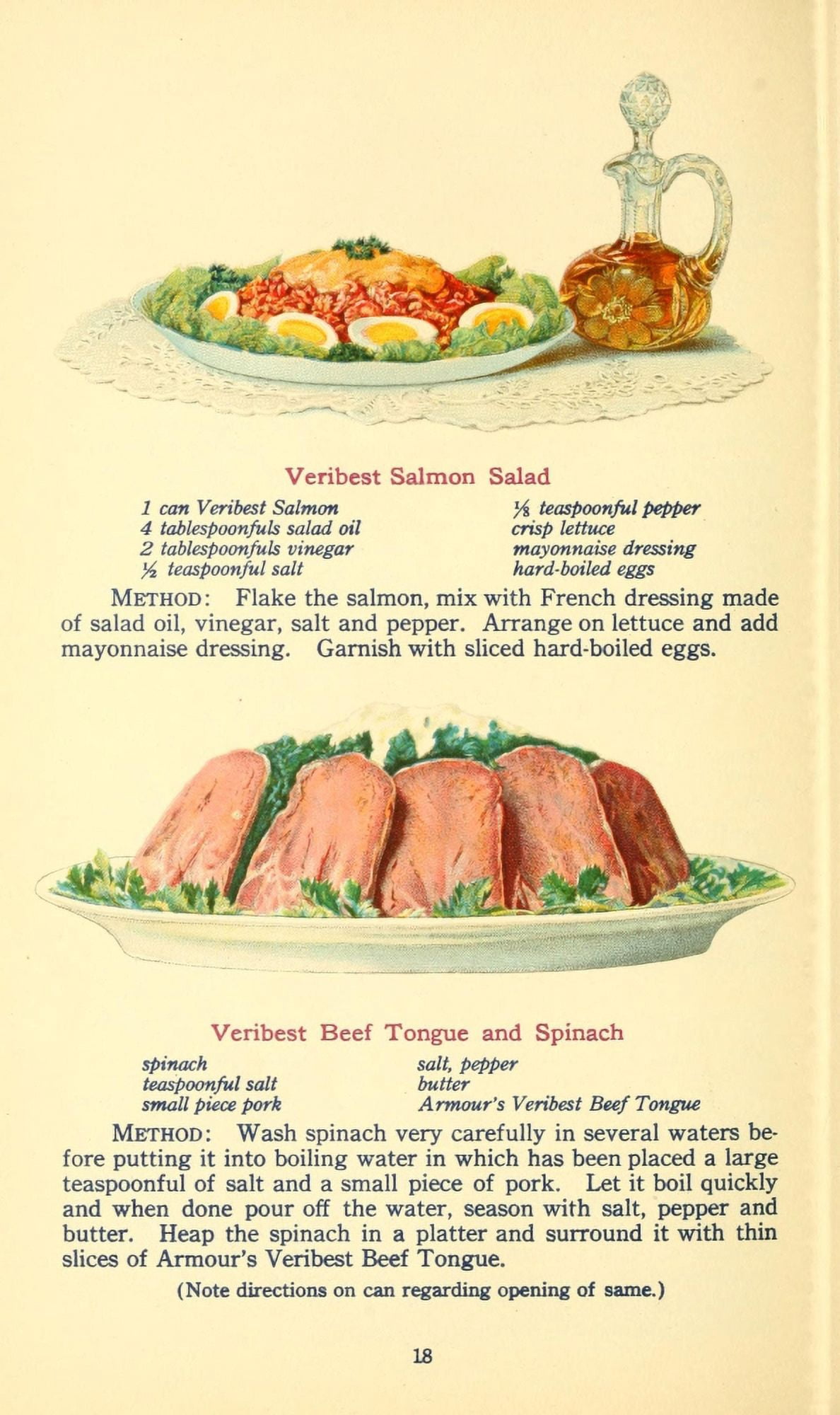 The Business of being a Housewife 1917 Salmon Salad & Beef Tongue Canvas Art - (24 x 36)