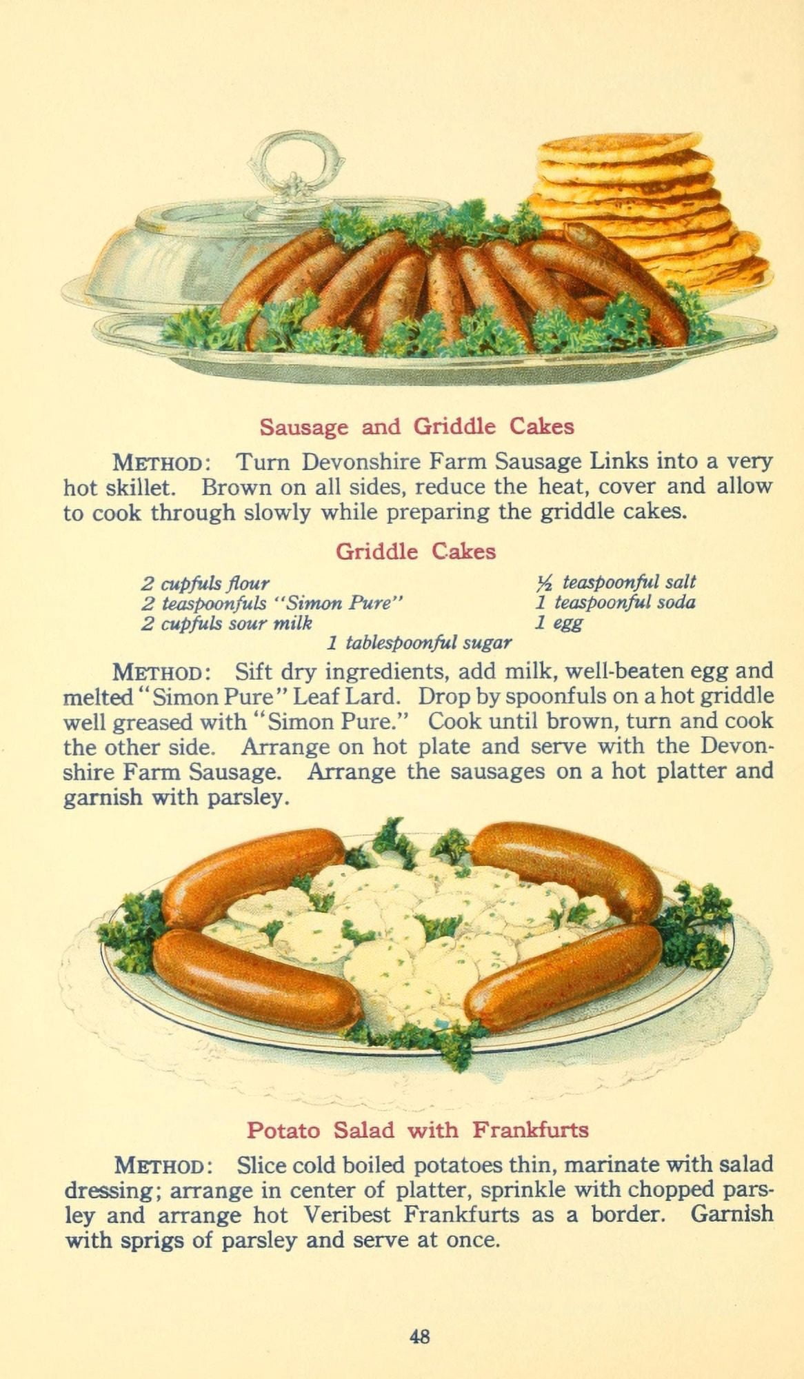 The Business of being a Housewife 1917 Sausage Griddle Cakes & Frankfurters Canvas Art - (18 x 24)