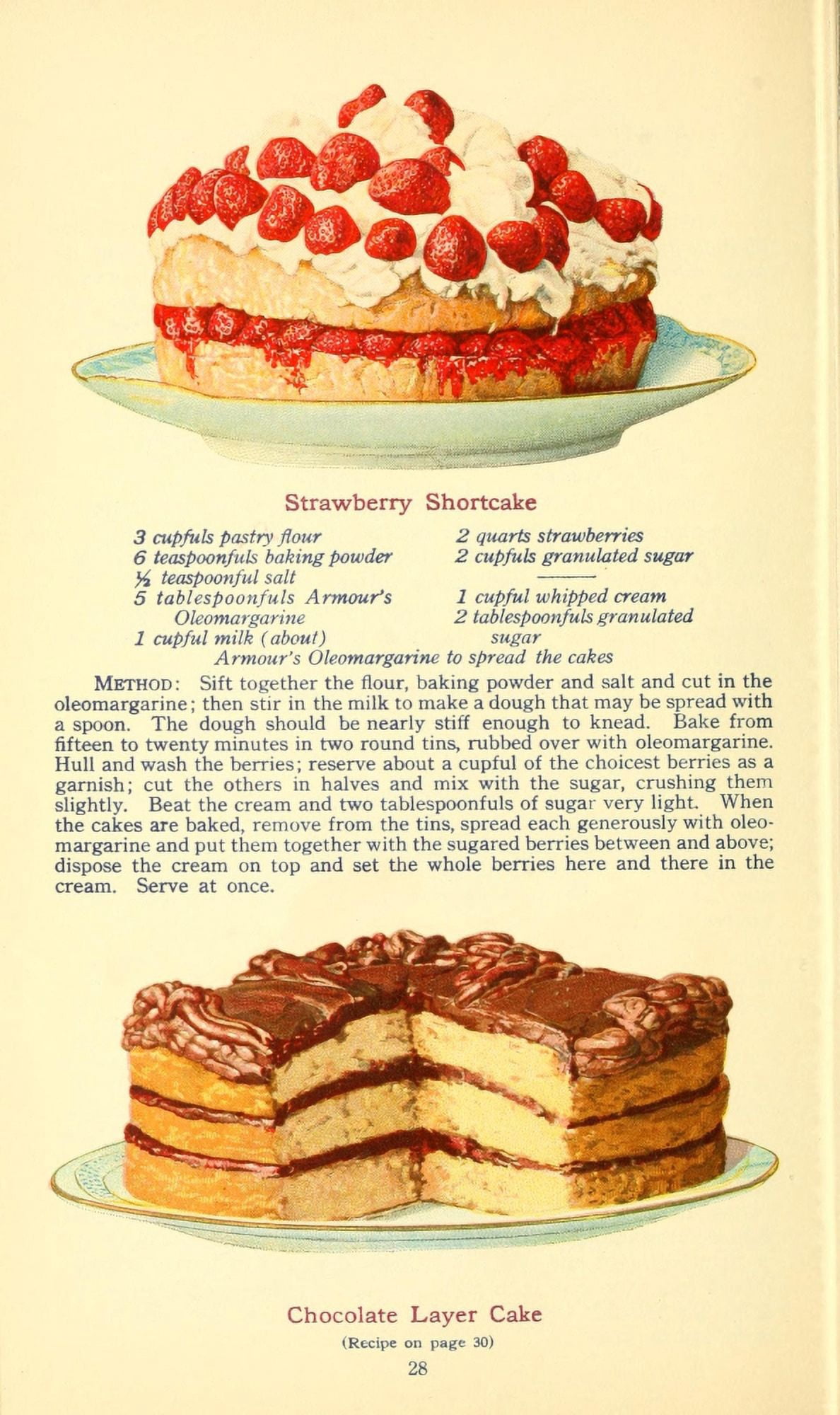 The Business of being a Housewife 1917 Strawberry Shortcake & Chocolate Layer Cake Canvas Art - (24 x 36)