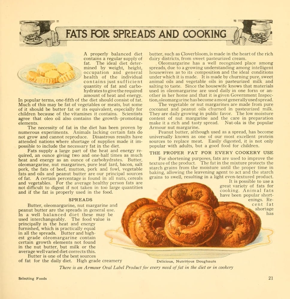 The Business of being a Housewife 1921 Fats for Spreads & Cooking Canvas Art - (18 x 24)