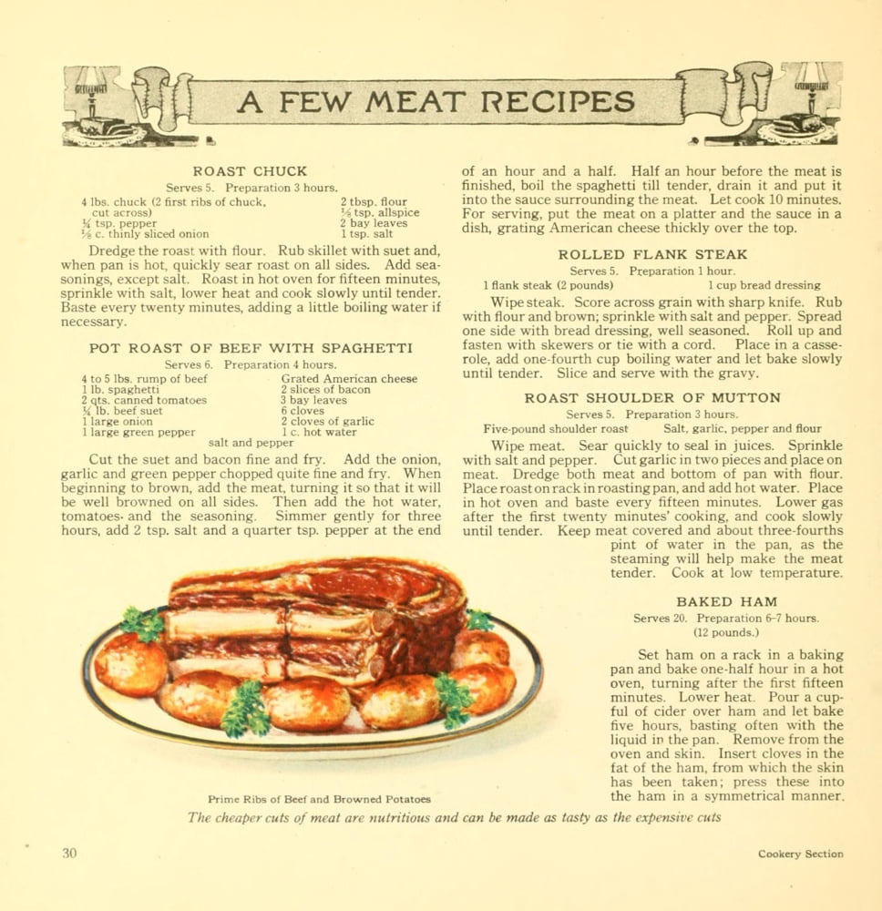 The Business of being a Housewife 1921 Ribs of Beef Canvas Art - (18 x 24)