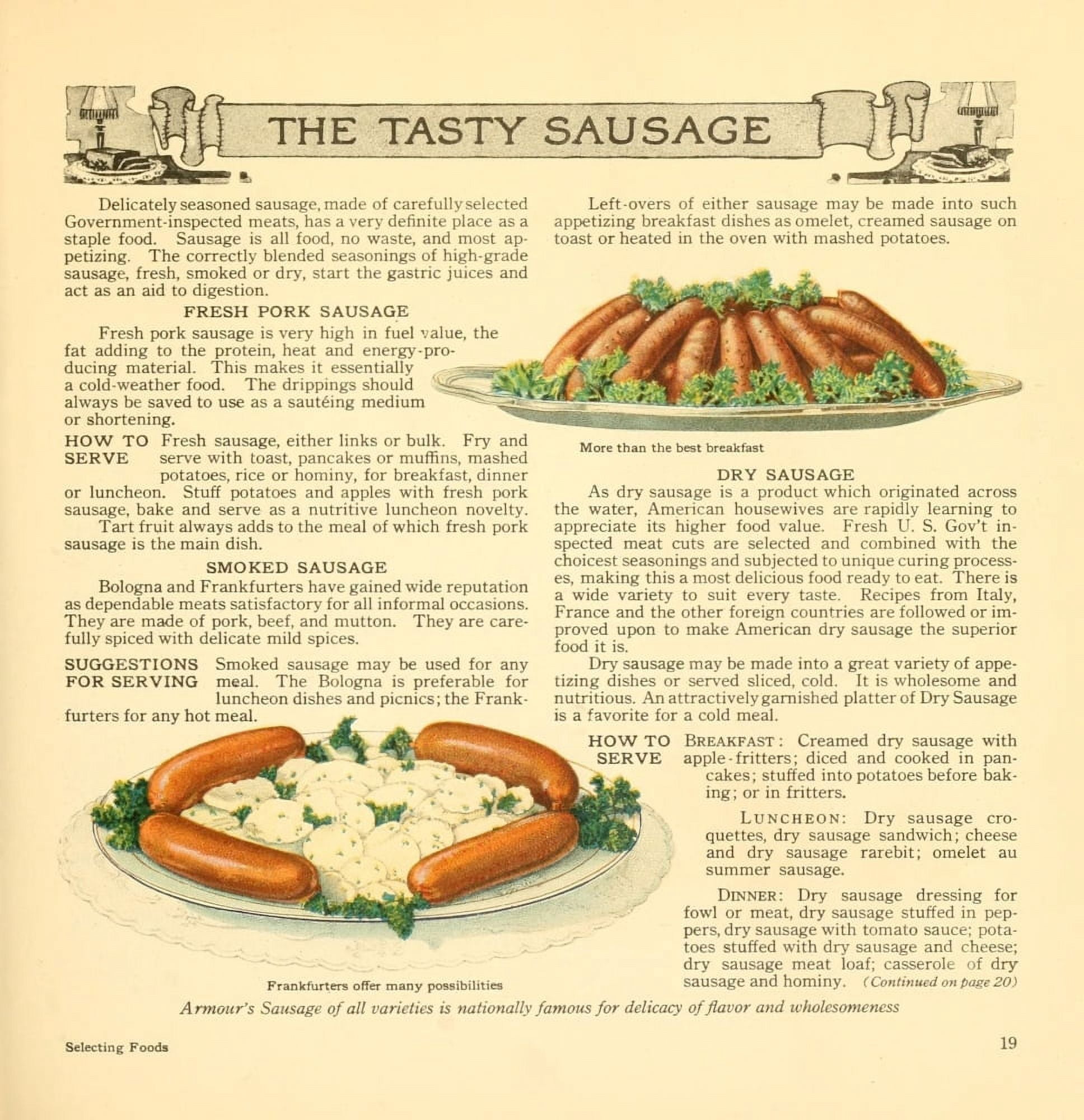 The Business of being a Housewife 1921 The Tasty Sausage Canvas Art - (24 x 36)