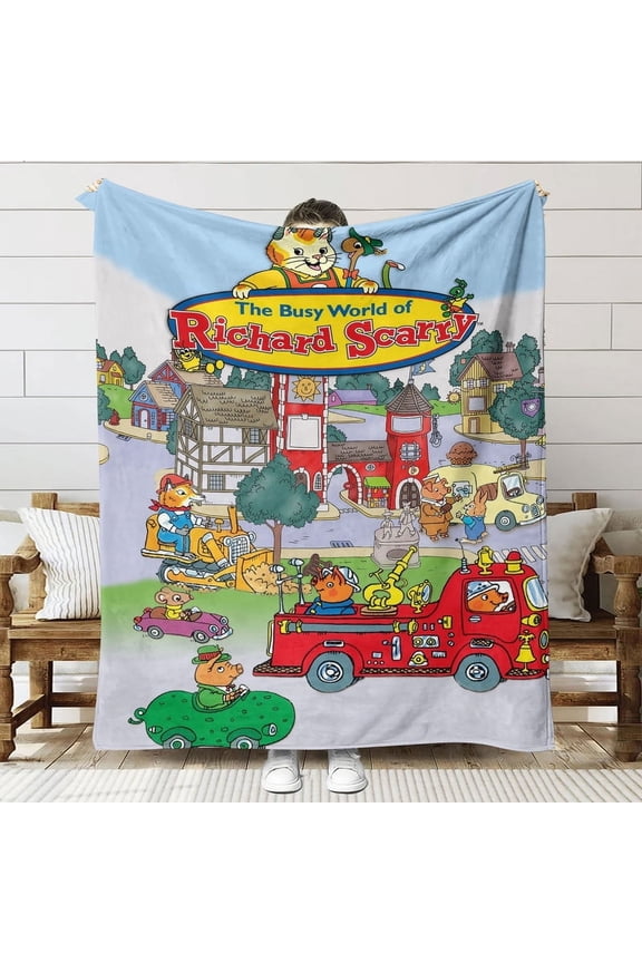 The Busy World of Richard Scarry Throw Blanket Gifts for Fans Lover Girls Boys Women Present Hoodie Him Bed 30"x40"