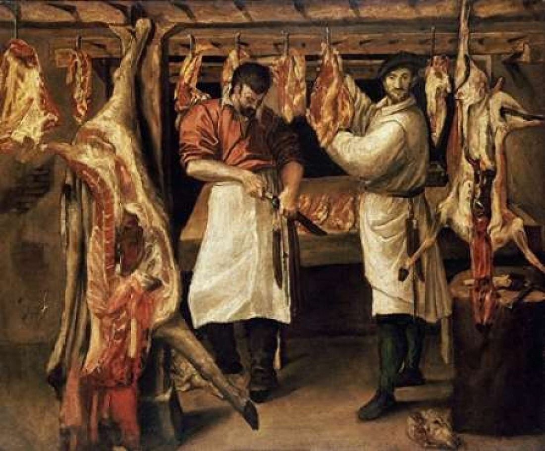 The Butchers Shop Canvas Art - Annibale Carracci (24 x 24)