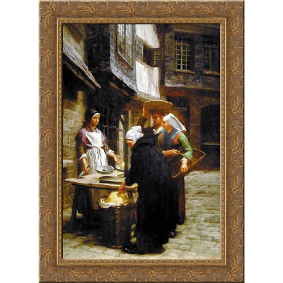 The Butter Market 19x24 Gold Ornate Wood Framed Canvas Art by L'Hermitte, Leon Augustin