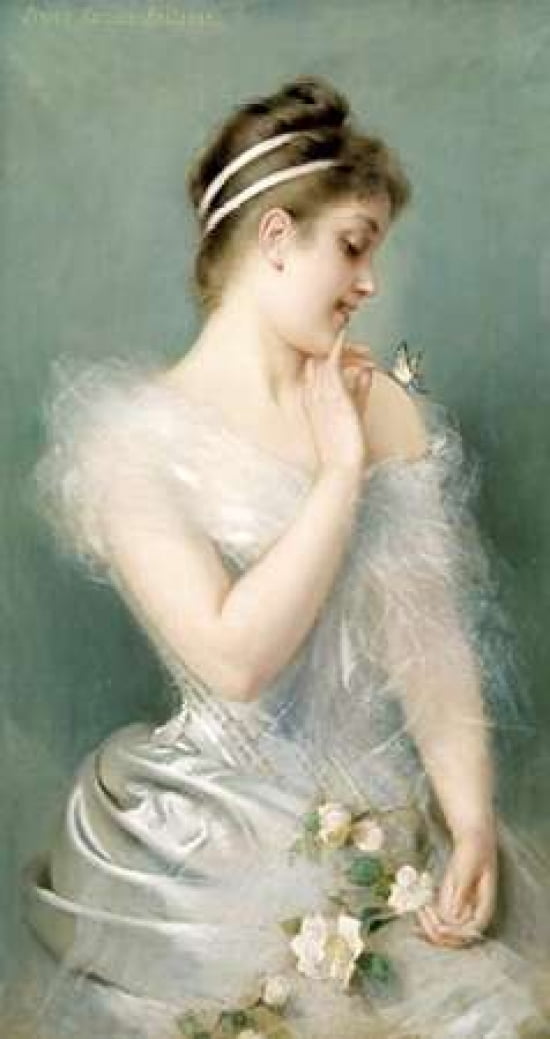 The Butterfly Canvas Art - Pierre Carrier-Belleuse (12 x 18)