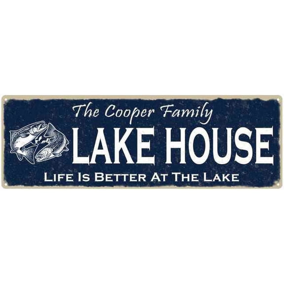 The COOPER Family Lake House Sign 6x18 Metal Fishing Cabin Decor 206180101064