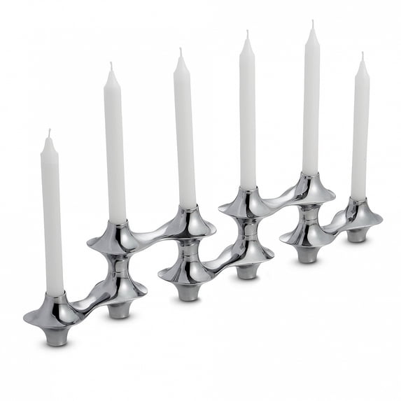 The CORTINA HINGED CANDELABRA by Nambe