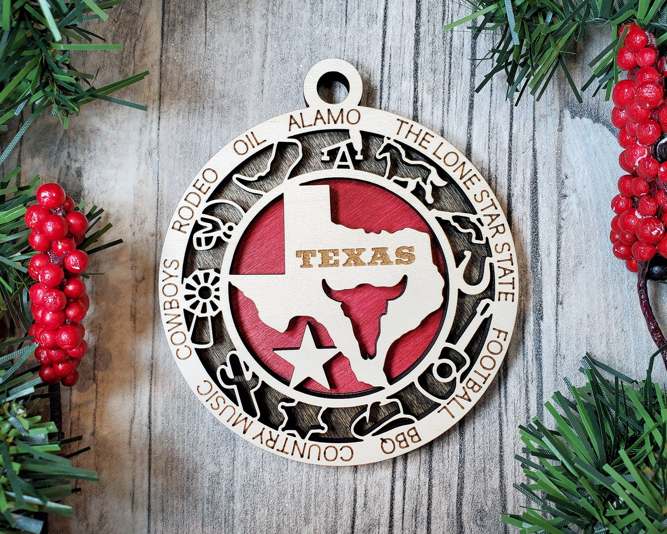 The Cabin Woodworker - Baltic Birch Wood - Texas State Ornament - Two ...