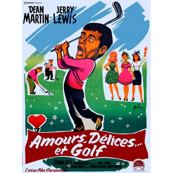 The Caddy (Aka Amours Delicies Et Golf) Jerry Lewis On French Poster Art 1953. Movie Poster Masterprint (24 x 36)