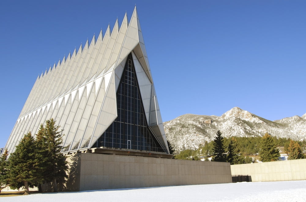 The Cadet Chapel at the US Air Force Academy in Colorado Springs Colorado Canvas Art - Stocktrek Images (35 x 23)