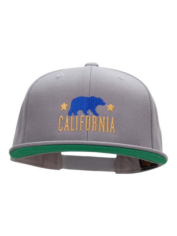 The California Bear Embroidered Wool Blend Prostyle Snapback - Silver OSFM