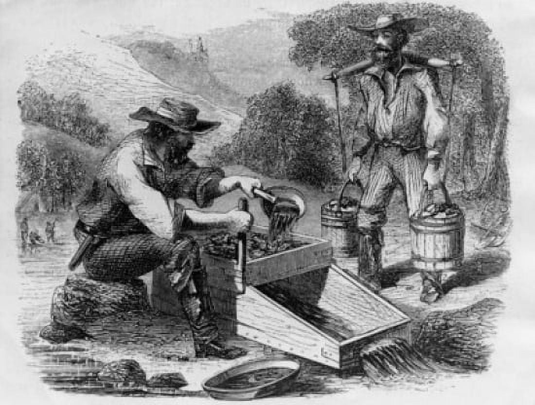 The California Gold Rush Cradle Rocking 1849 American History Canvas Art -  (18 x 24)