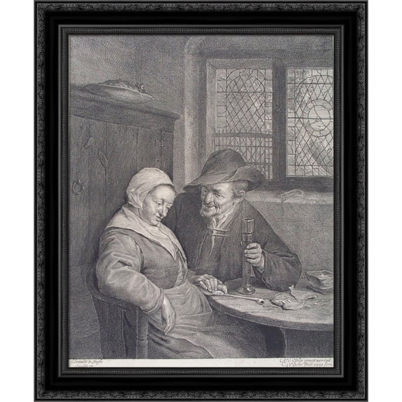 The Call 20x20 Black Ornate Wood Framed Canvas Art by Ostade, Adriaen van