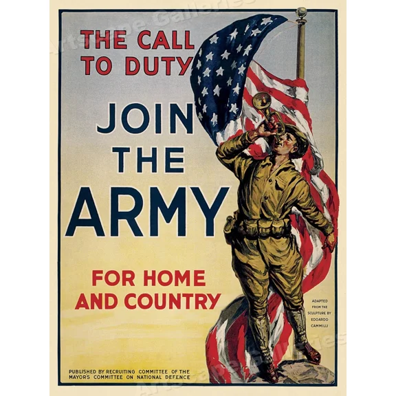 The Call To Duty Join The Army 1917 Us Army Wwi Recruiting Poster Home Decor Office Wall Art