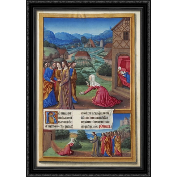 The Canaanite Woman 28x40 Large Black Ornate Wood Framed Canvas Art by Limbourg brothers
