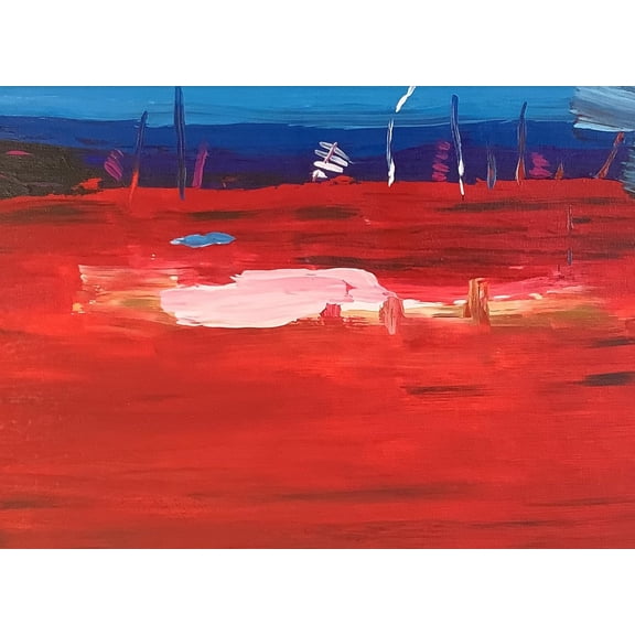 The Canfield Collection - Fire Harbor - Firey Red Abstract Home Wall Art Décor on a Giclée Canvas Print Artwork - Living Room Design - 8 x 12 inches&nbsp;