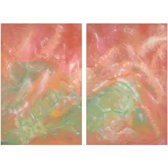 The Canfield Collection - My Demeter's Diptych - Beautiful Dual-Paneled Vibrant Pink Abstract Wall Decor - Double Dynamic Design for Living Room - Portait Giclée Canvas Printed Painting - 24x36 Inches