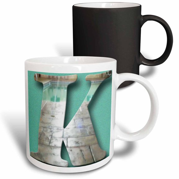 3drose, the Capital Letter K Cut Out of a Swimming Pool and Tile, 11oz Magic Transforming Mug