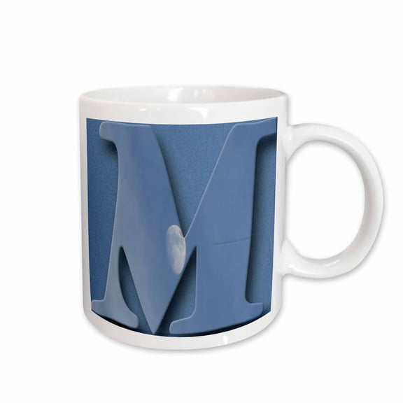 3drose, the Capital Letter M with the Moon on It in Light and Dark Blue, 15oz Mug