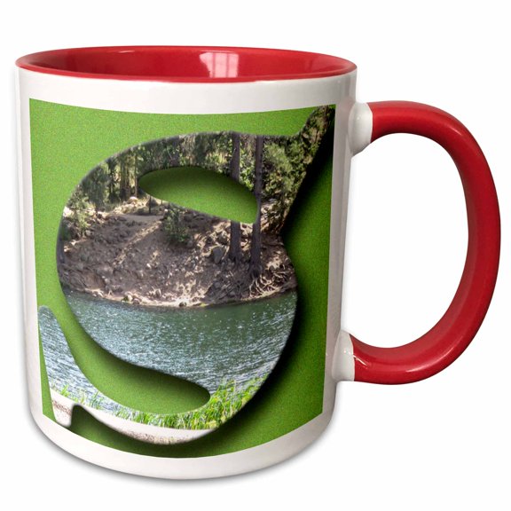 3drose, the Capital Letter S Cut Out of the Reservoir in Pine Valley, 11oz Two-tone Red Mug