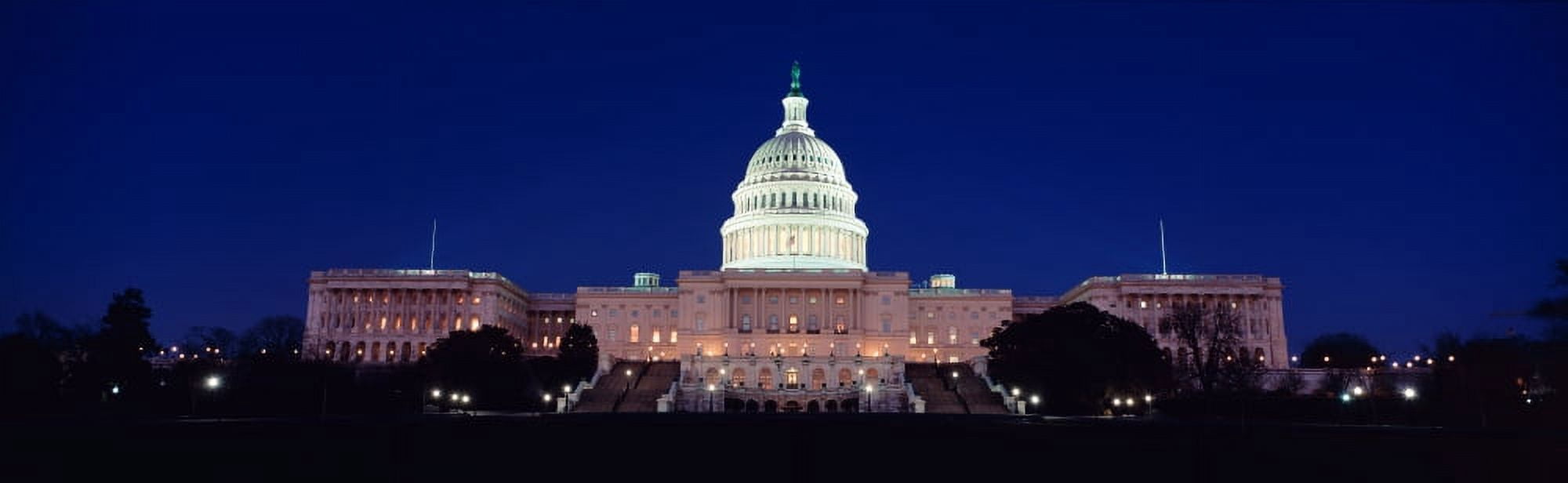 The Capitol at nighttime Canvas Art - Panoramic Images (27 x 9)