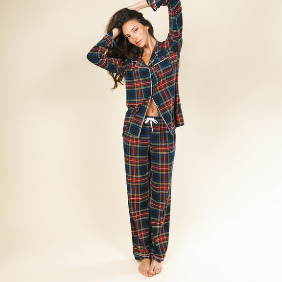 The Cappuccino - Shinesty Holiday Tartan Plaid SleepDeep Women’s Long Sleeve Pajama Set  2X