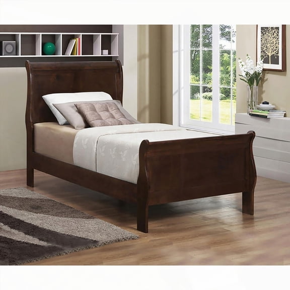 The Cappuccino Twin Sleigh Bed - Timeless Design with Rich Finish and Sturdy Support