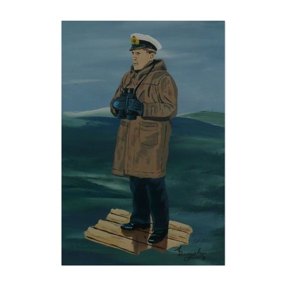 The Captain - Painting Nautical Ocean Seascape Boat Winter Vintage Unframed Wall Art Print 40 x 60 inches