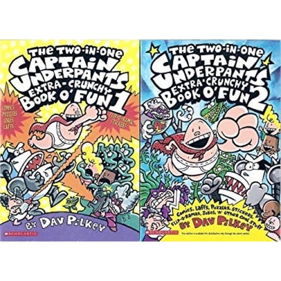 Pre-Owned The Captain Underpants Two-in-One Extra-Crunchy Book o' Fun 1 and 2 by Dav Pilkey (Paperback), Kids & Family, English